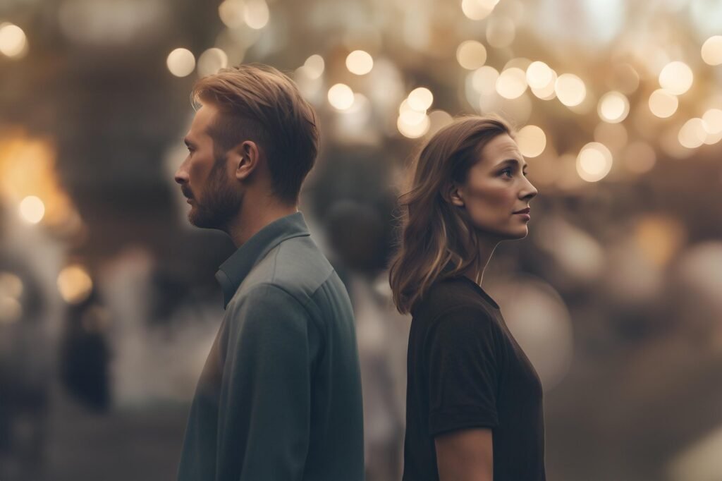 Una pareja sentada junta, mirando el horizonte